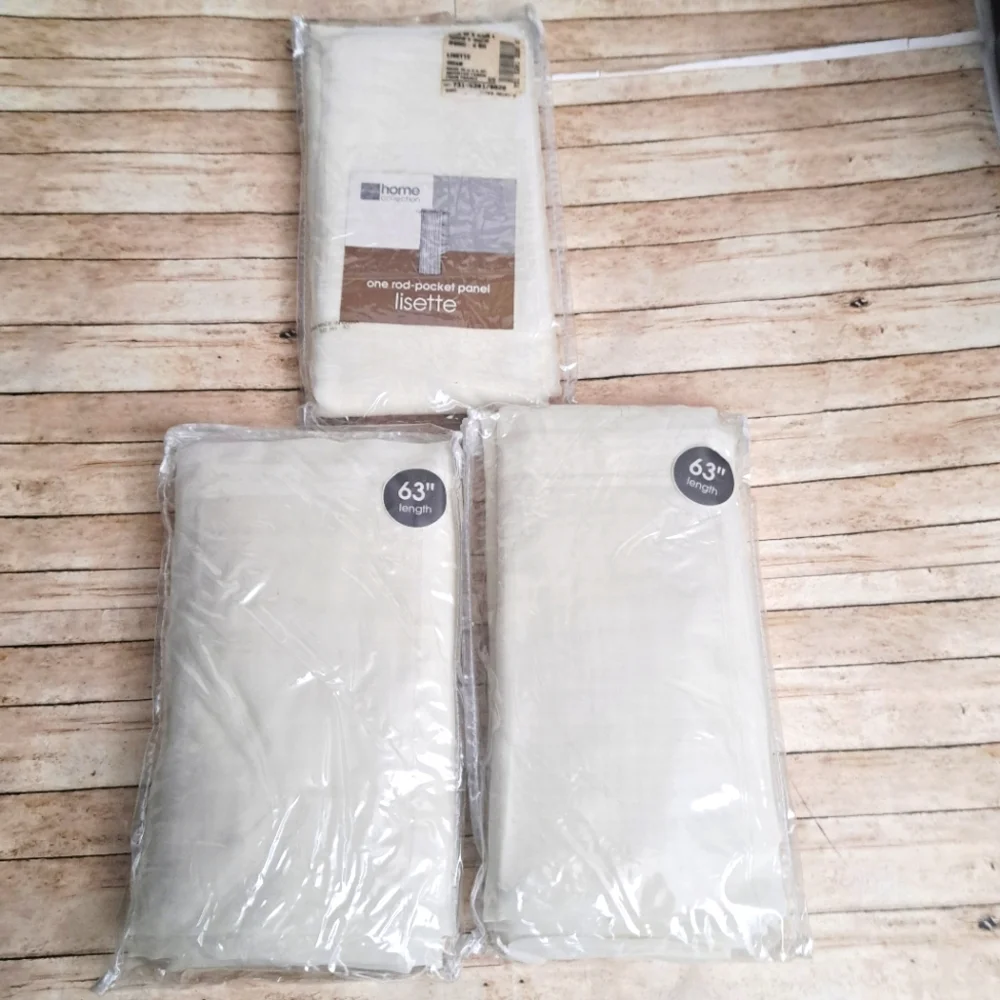 Lot of 3 JCP Home Collections Lisette One-Rod Pocket Panel Cream 60
